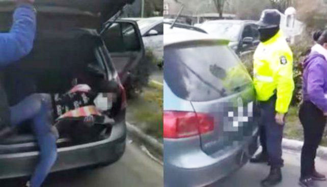 Detuvieron a una pareja que llevaba a sus hijos de 12 y 13 años escondidos en el baúl del auto
