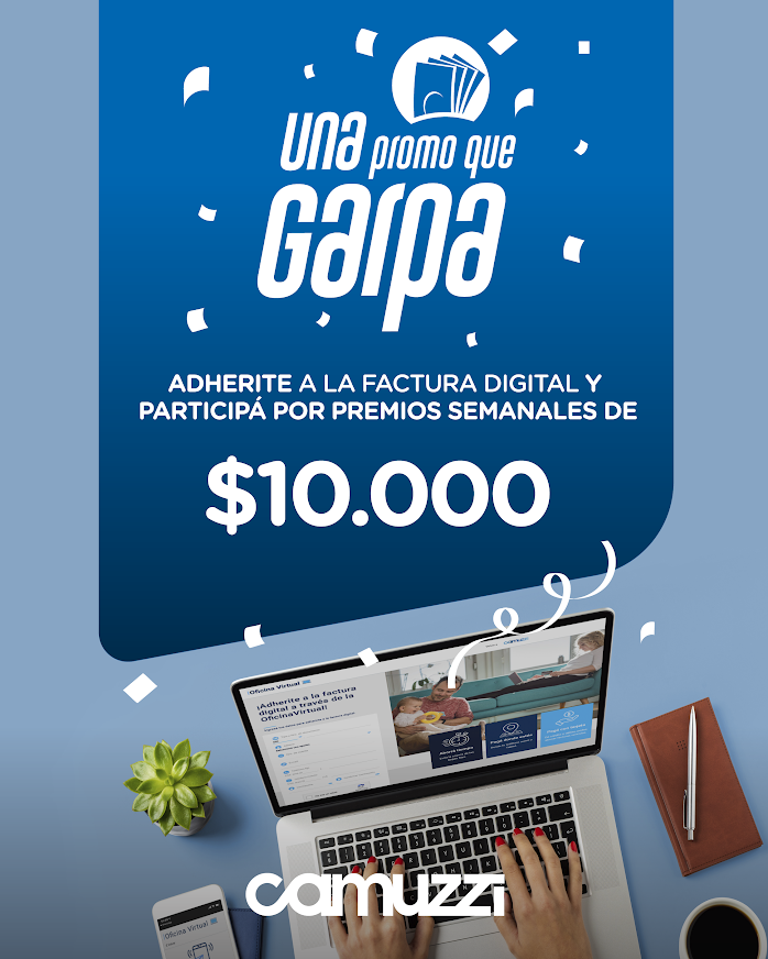 CAMUZZI PREMIARÁ EN EFECTIVO A SUS USUARIOS ADHERIDOS A LA FACTURA DIGITAL