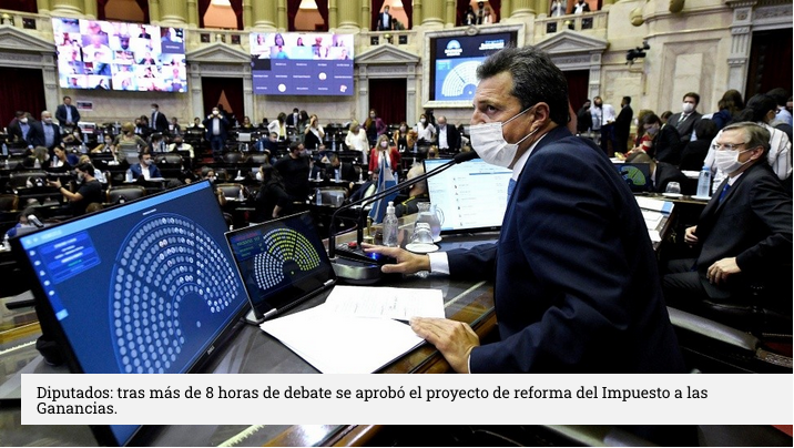 POR UNANIMIDAD SE APROBÓ EN DIPUTADOS LA MODIFICACIÓN AL IMPUESTO A LAS GANANCIAS